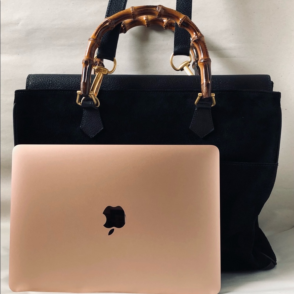 Gucci Black Suede Satchel with Bamboo Top Handles - Picture 16 of 16
